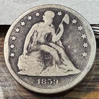 1859-O Seated Liberty Silver Dollar VG Details Rim Repair Best Price Ebay* CHRC