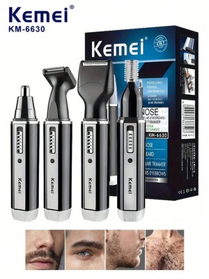 Kemei KM 6630 4 in 1 Elektrorasierer Set Akku Nase Ohr Augenbrauen Trimmer