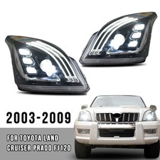 Pair LED Sequential Headlights For Toyota Land Cruiser Prado FJ120 3th Gen 03-09
