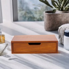 Vintage Wooden Desk Organizer for Home - 1 Drawer Brown Desktop Storage Cabinet