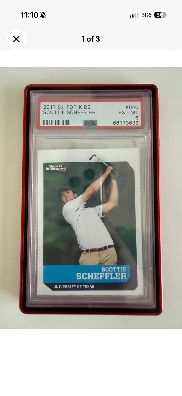 2017 Sports Illustrated for Kids Scottie Scheffler #640 Rookie (RC) PSA 6 view 2