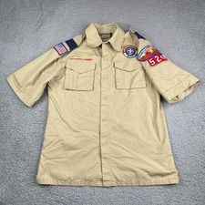 Boy Scouts of America Uniform Shirt Youth Large Beige Short Sleeve BSA