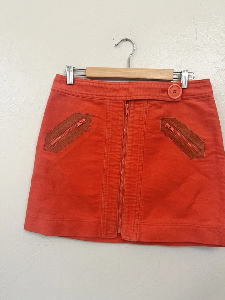 Minifalda Marc Jacobs para mujer talla 8 naranja roja boho hippie Y2K detalles de gamuza Foto 2 de 4
