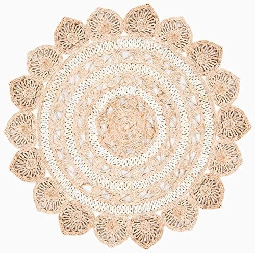 Natural Fiber Round Collection 4' Round Ivory NF160B Handmade Boho Charm - Image 3 of 4