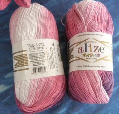 Neu 2 x 100g Alize Batik 100% Baumwolle Garn stricken häkeln farbverlauf