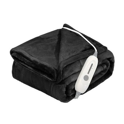 Electric Heated Blanket Cozy & Super Soft Flannel 50'' x 60'' Heated Throw Black