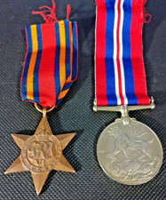 2 ORIGINAL WW2 MEDALS & THEIR RIBBONS - THE 1939-45 WAR MEDAL - THE BURMA STAR.
