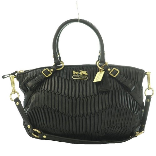 COACH Madison Gathered Sophia Satchel 2Way Black Leather Used Japan Collectible