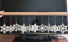 Crocheted Handmade Snowflake Ornaments- White -Set of 10- Asst 63 - FREE SHIP