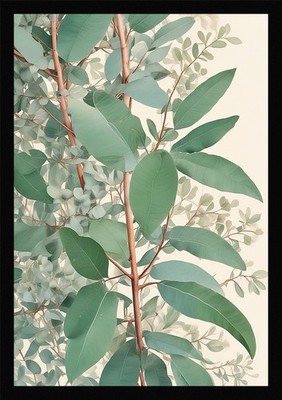 Vibrant Eucalyptus Branches Framed Wall Art Poster Canvas Print Picture