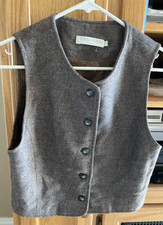 Vintage Single Noble Herringbone Pattern Wool V-neck Vest 65 Wool Size M