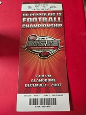 2007 Missouri Tigers Oklahoma Sooners Big 12 Championship Football Ticket.