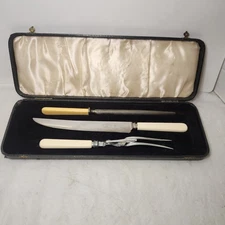 Vintage Bakelite 3 Piece Carving Knife Set White Atkinson Bros Sheffield England