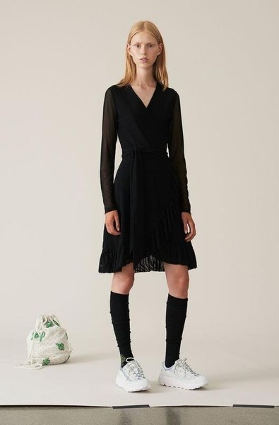 Women Ganni Dress Black Polyamide 36