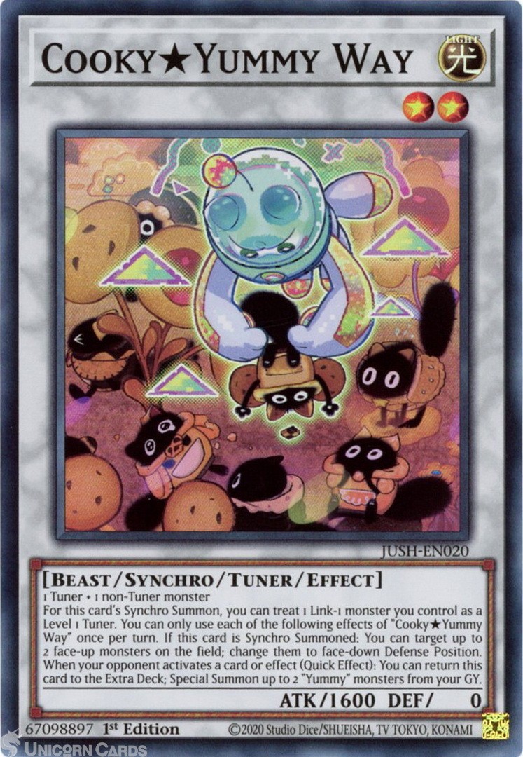 JUSH-EN020 Cooky Yummy Way : Super Rare 1st Edition Mint YuGiOh Card