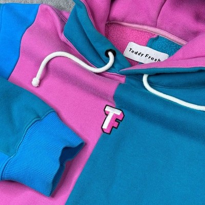 RARE Teddy Fresh Men's Size M Bubble Gum Colorblock Retro Hoodie Pullover 