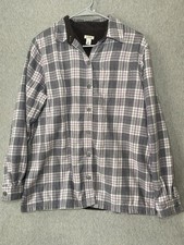 L. L. Bean Fleece Lined Flannel Shirt Jacket Shacket Women's Size S Gray Plaid