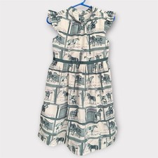 Janie and Jack Mediterranean Horse Print Barn Equestrian Dress Size 3