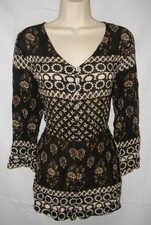 RAGA Black Print Sz Medium Casual Wear Long Sleeve Romper 1 pc Boho Outfit NWT