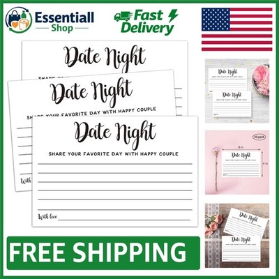 Stylish 50 Date Night Ideas Cards - Waterproof Wedding Advice for Couples, 4x6