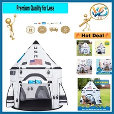 Kids Rocket Ship Play Tent Indoor Outdoor Space Playhouse Set - Easy to Assem...
