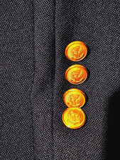 Oakton Blazer Mens 42 L Navy Blue Gold Button Sport Jacket Wool Blend USA Made