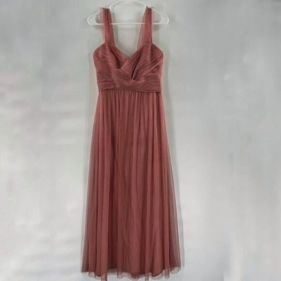 charmeuse deep v-neck a-line bridesmaid dress Amsale Bridesmaid Dress Zinnia GB308S Mocha