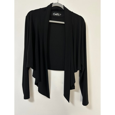 #ad Sympli Black Draped Open Front Cardigan Bolero Jacket Women Size 16 $40.50