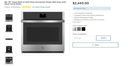ge 30 smart built in convection single wall oven