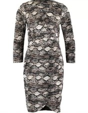 Women’s Brown & Beige Snake Print Wrap dress Size 6-8 ( XS)  New With Tags