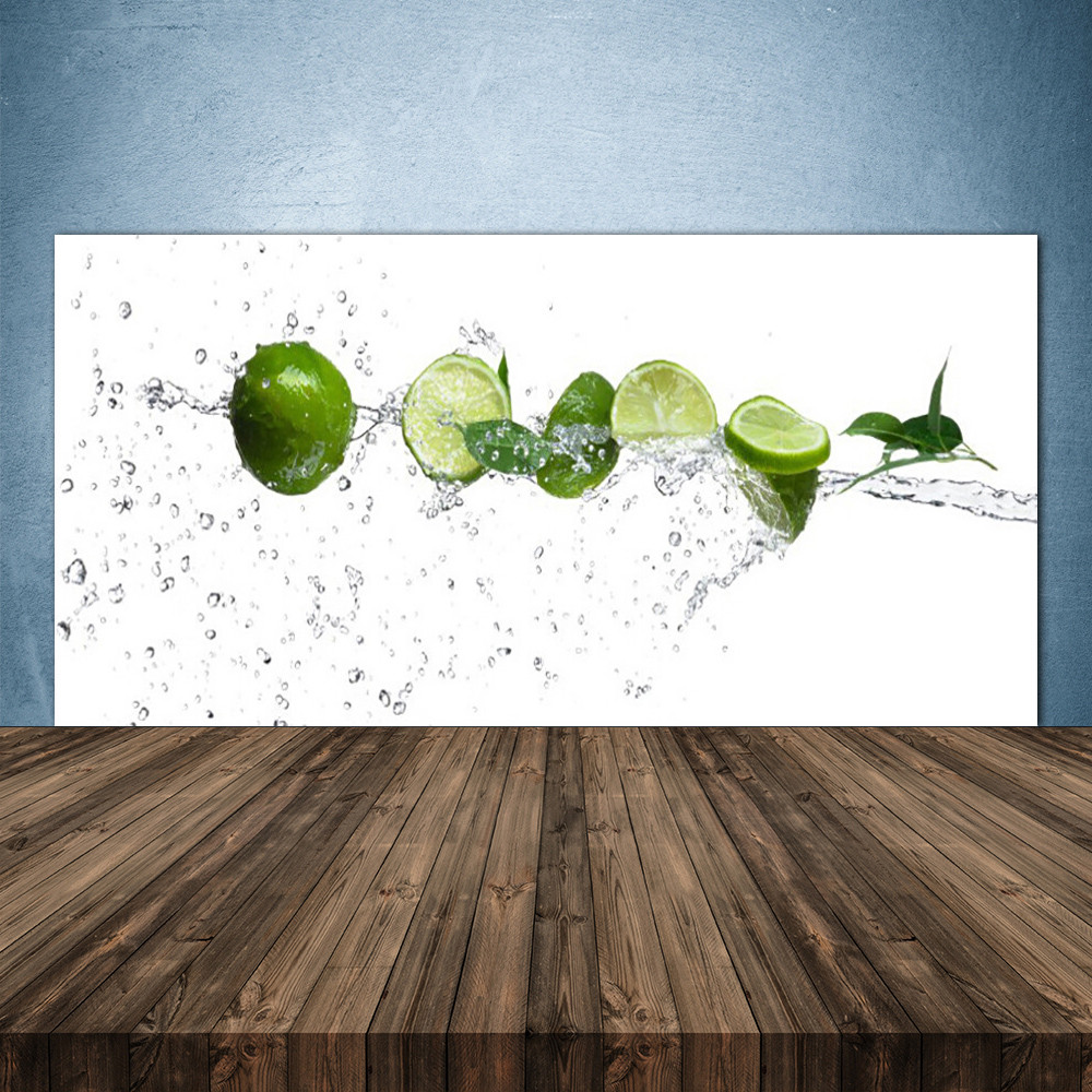 Crédence de cuisine en verre 140x70 cm motif Citron Vert Lime