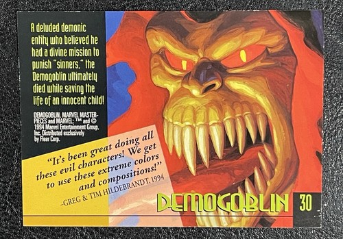 Demogoblin Marvel Masterpieces Gold Foil Signature Card #30 1994 Fleer Anime Vtg - Picture 2 of 2