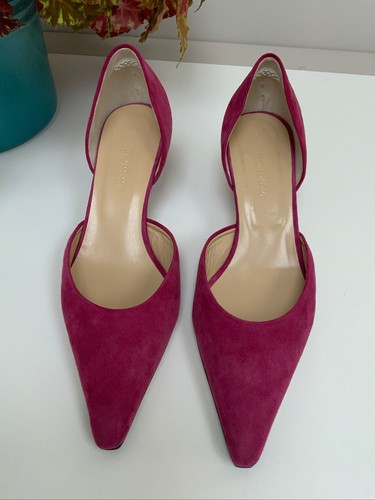 Designer Hobbs Deep Pink Suede Leather Court Shoes UK3 EU36 Made In ITALY Ex Con - Picture 8 of 11