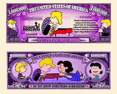 Schroeder Billet Million Dollar US! Charlie Brown Piano Snoopy Peanuts Comics Bd