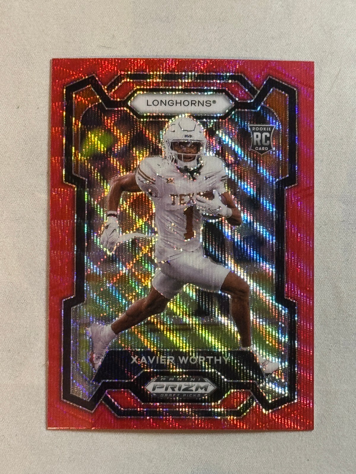 2024 Panini Prizm Draft Picks Ruby Wave Xavier Worthy Rookie RC #153 Texas