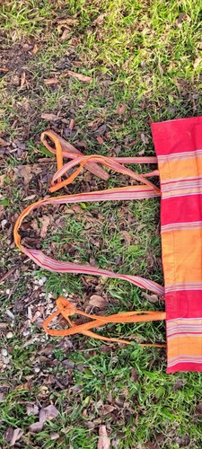 Vintage Roll Up Beach Mat w/Pillow 68"x 24" Orange Pink Striped Camping Beach - Bild 6 von 12