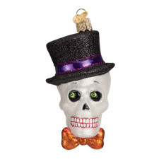 Old World Christmas TOP HAT SKELETON 26068 Glass Ornament w/ OWC Box