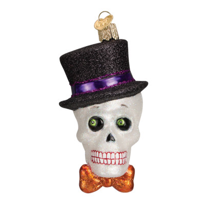 Old World Christmas TOP HAT SKELETON (26068) Glass Ornament w/ OWC Box