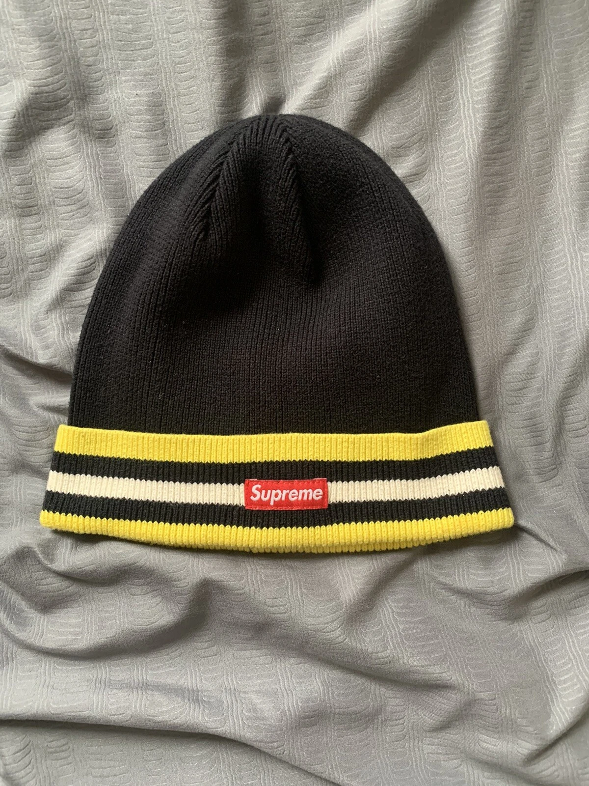 Supreme beanie noir/jaune OS vintage skate vintage