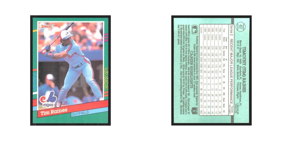 1991 Donruss Tim Raines Montreal Expos #457 - Image 3 of 3