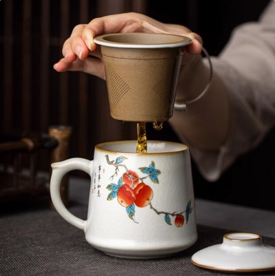 Ceramic Filter With Cover Separation Tea Brewing Cup