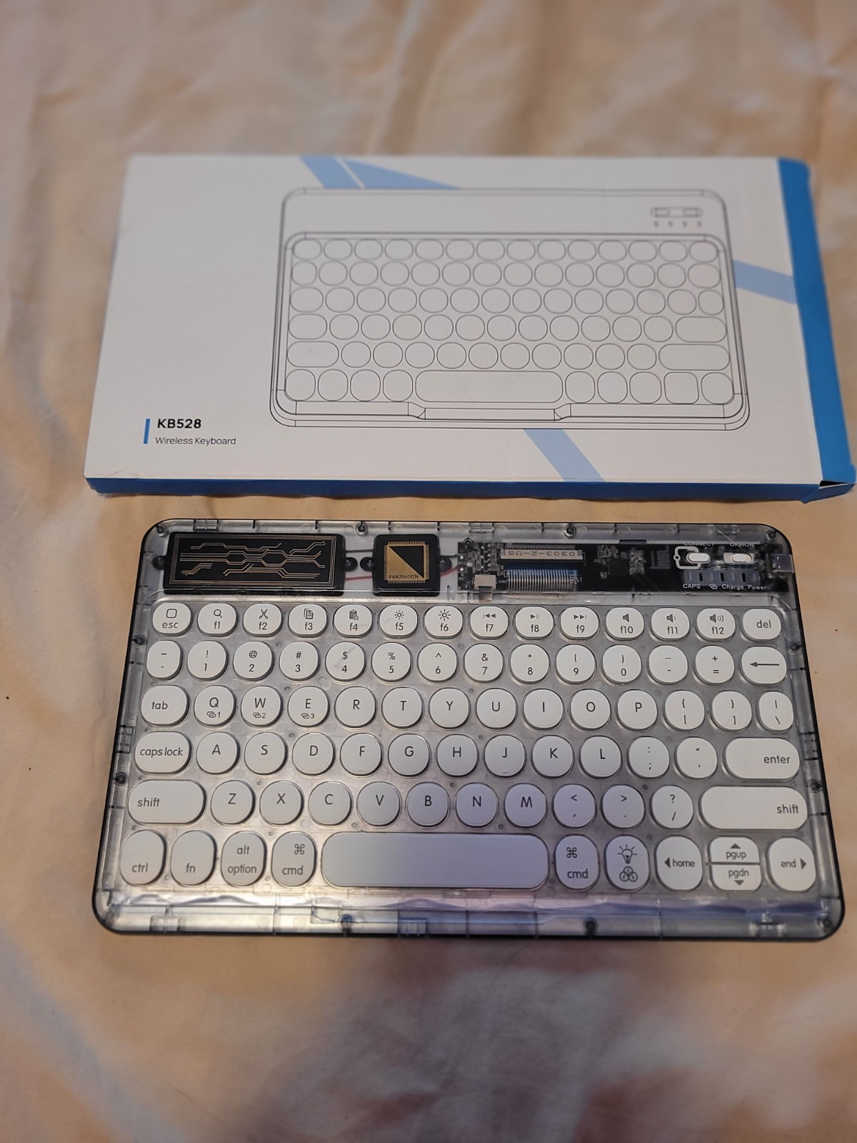 Omoton Transparent Black Back Wireless Bluetooth Keyboard for iPad iPhone