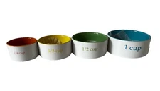 Pier 1 Imports Ceramic Nesting Measuring Cups Set  4 Round Rainbow