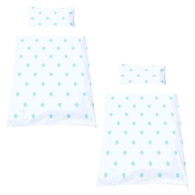 4tlg Kinder Bettwäsche Set 80x105+40x60 cm Sterne Bettbezug Kissenbezug Garnitur