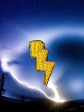 Lightning Embroidered Iron On Patch 1" x 2" FREE SHIPPING