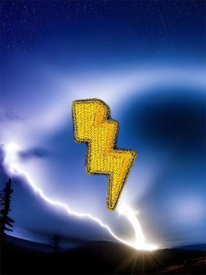 Lightning Embroidered Iron On Patch 1'' x 2'' FREE SHIPPING