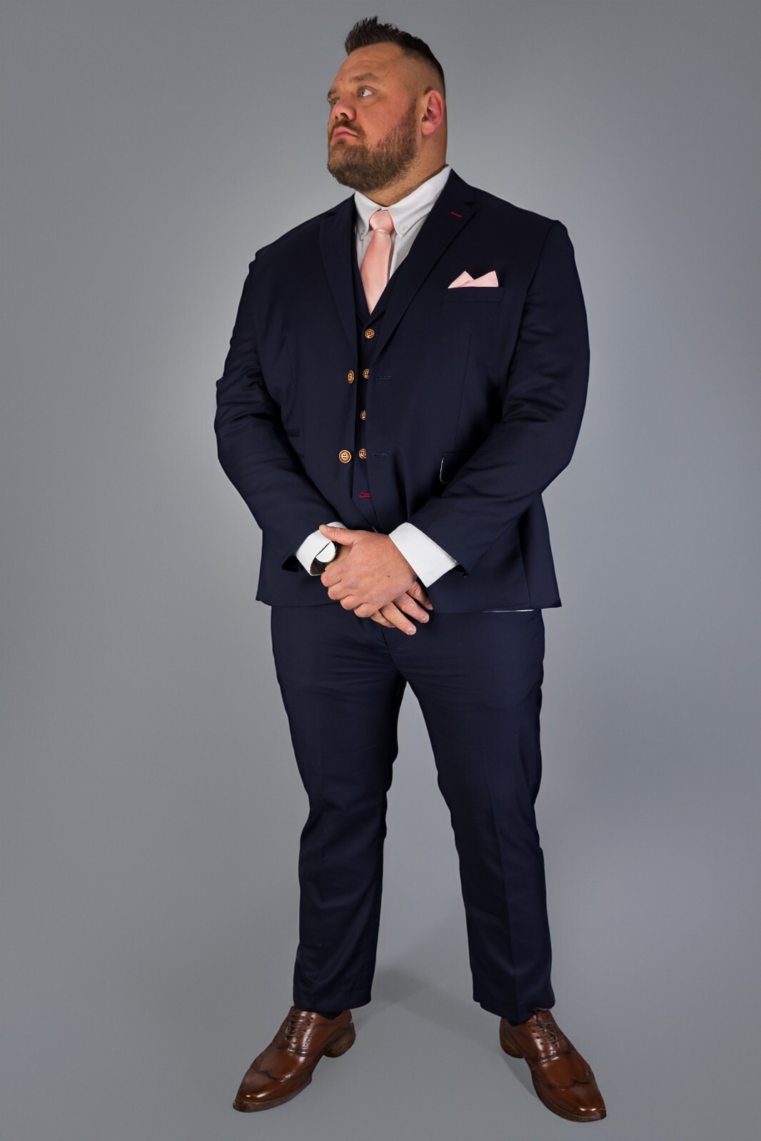 Mens Suit Navy Blue Three Piece Plus Size XL Extra Large Big