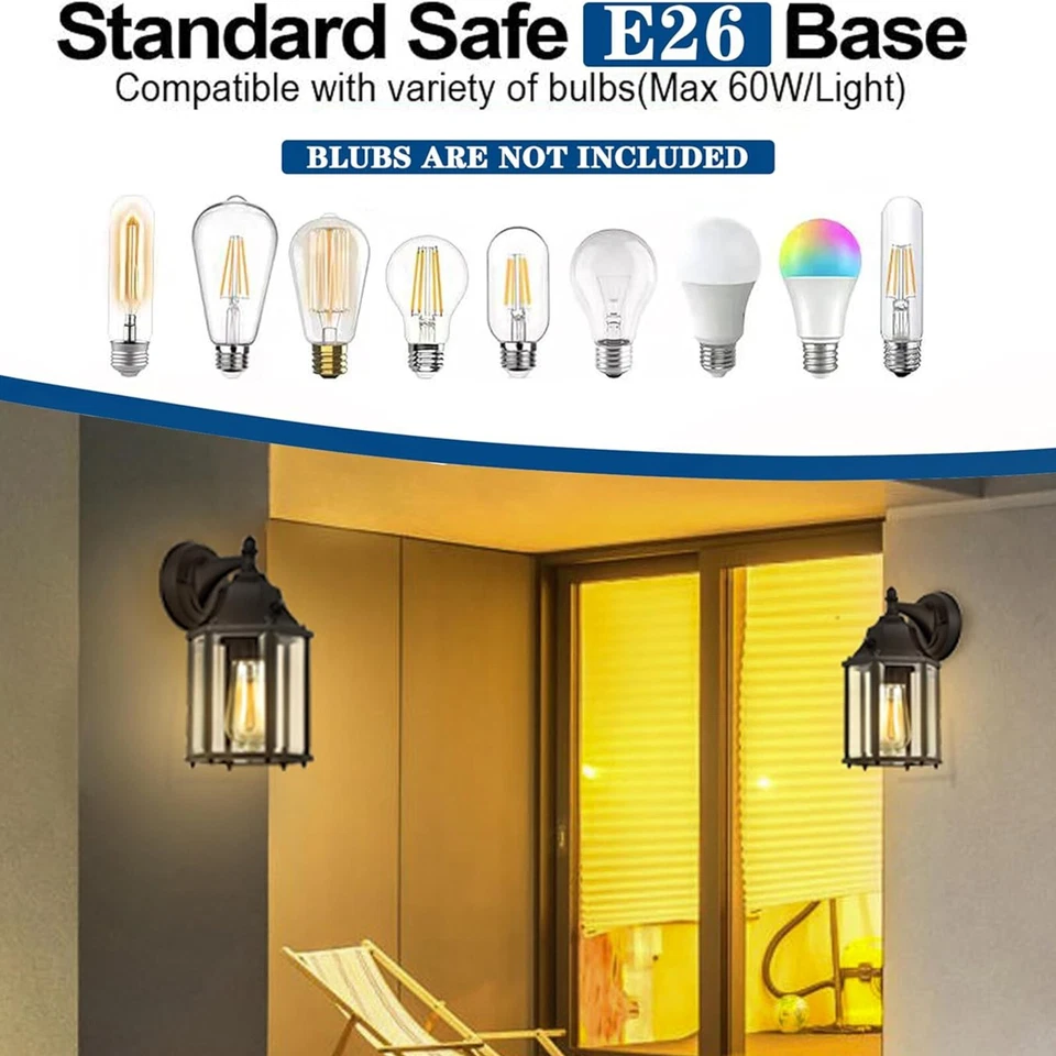 Outdoor Wall Light Fixture Dusk To Dawn 2 Pack Matte Black Outdoor Porch Lights - Image 2 of 4