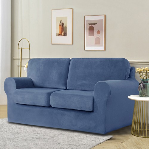 Stretch Sofa Cover Soft Velvet Chair Loveseat Couch Slipcover with Cushion Cover - Picture 33 of 108