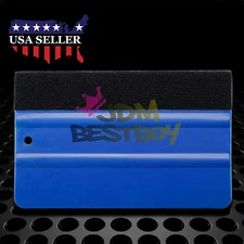 5in Blue Vinyl Soft Plastic Squeegee Decal Wrap Applicator Felt Edge Scraper